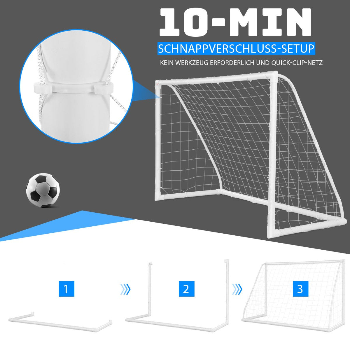 Coast Kindervoetbaldoel - 180 x 120 cm - voor spelen en trainen voor kinderen en tieners vanaf 6 jaar