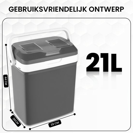 Outbee Koelbox - Koelbox elektrisch 12v 230 volt - Koelbox auto - 21L - Geschikt voor 1,5 liter flessen - Grijs