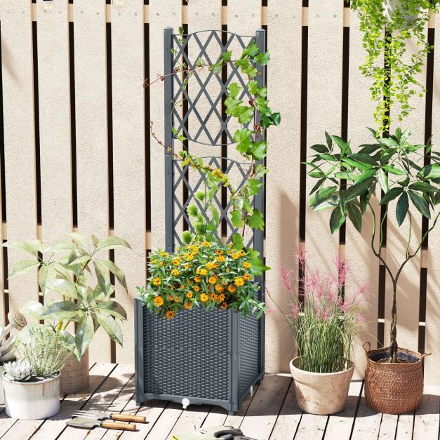 Coast Verhoogde Tuinbak - PP - Klimrek - Zelfbewatering - Verticale Schutting - 40x40x135 cm - Koffie