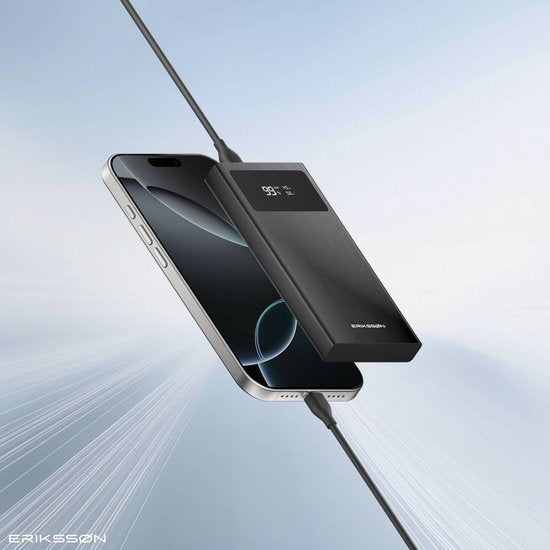 Erikssøn Core Pro Charge Powerbank - 10.000 mAh - 22.5W Snellader - USB-A/USB-C - LED Indicatie - Universele Powerbank geschikt voor o.a. iOS/Android
