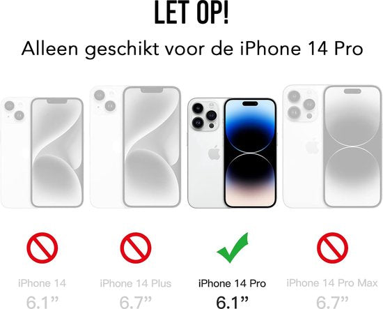 Podec Hoesje Geschikt voor iPhone 14 pro - Telefoonhoesje En Screenprotector - Beschermglas - Zwart