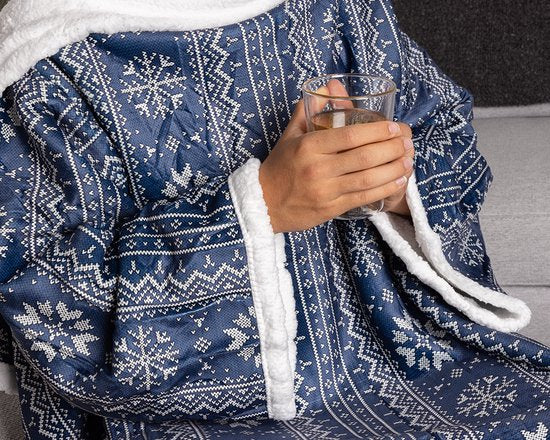 Cosas - Hoodie deken - Plaid met mouwen - Blauw - 180x130cm