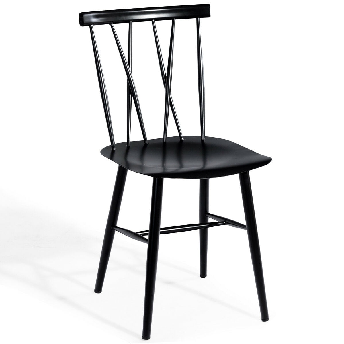 coast Set van 2 Zwarte metalen eetkamerstoelen – 40 x 51,5 x 82 cm – Keuken/Woonkamer/Bar