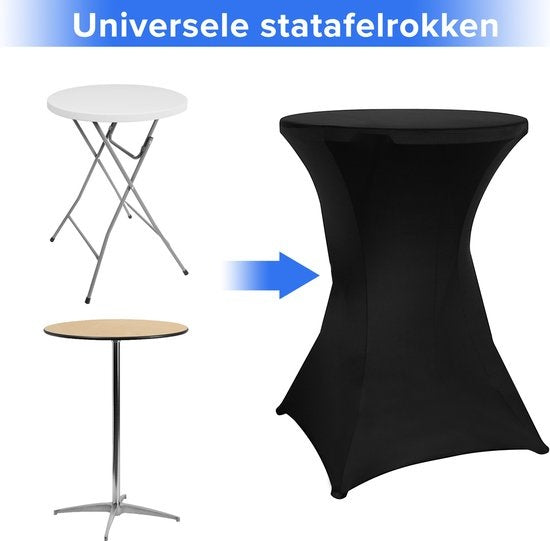 Saaf Statafelrok set - 4 stuks - ∅80-85 x 110cm - Statafelhoes - Wasbaar en Elastisch - Zwart