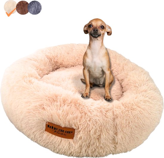 By Cee Cee Hondenmand - Donut Hondenmand - Kattenmand - Premium Hondenkussen - Volledig Afritsbaar - Beige 40cm - S