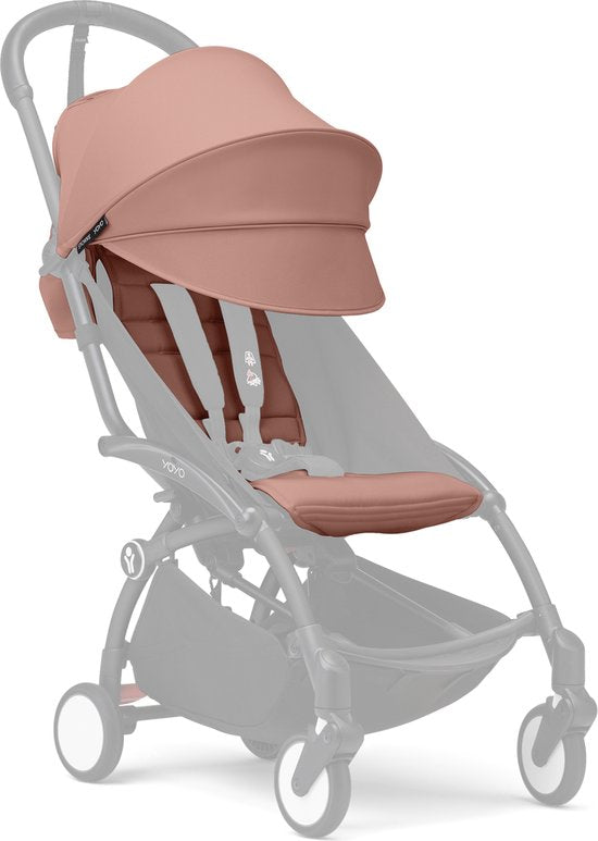 Stokke YOYO 6+ Kleurpakket, Ginger - Textiel: zitkussen, uitschuifbare luifel en achterzak met ritssluiting - Voor het YOYO-frame (los verkrijgbaar)