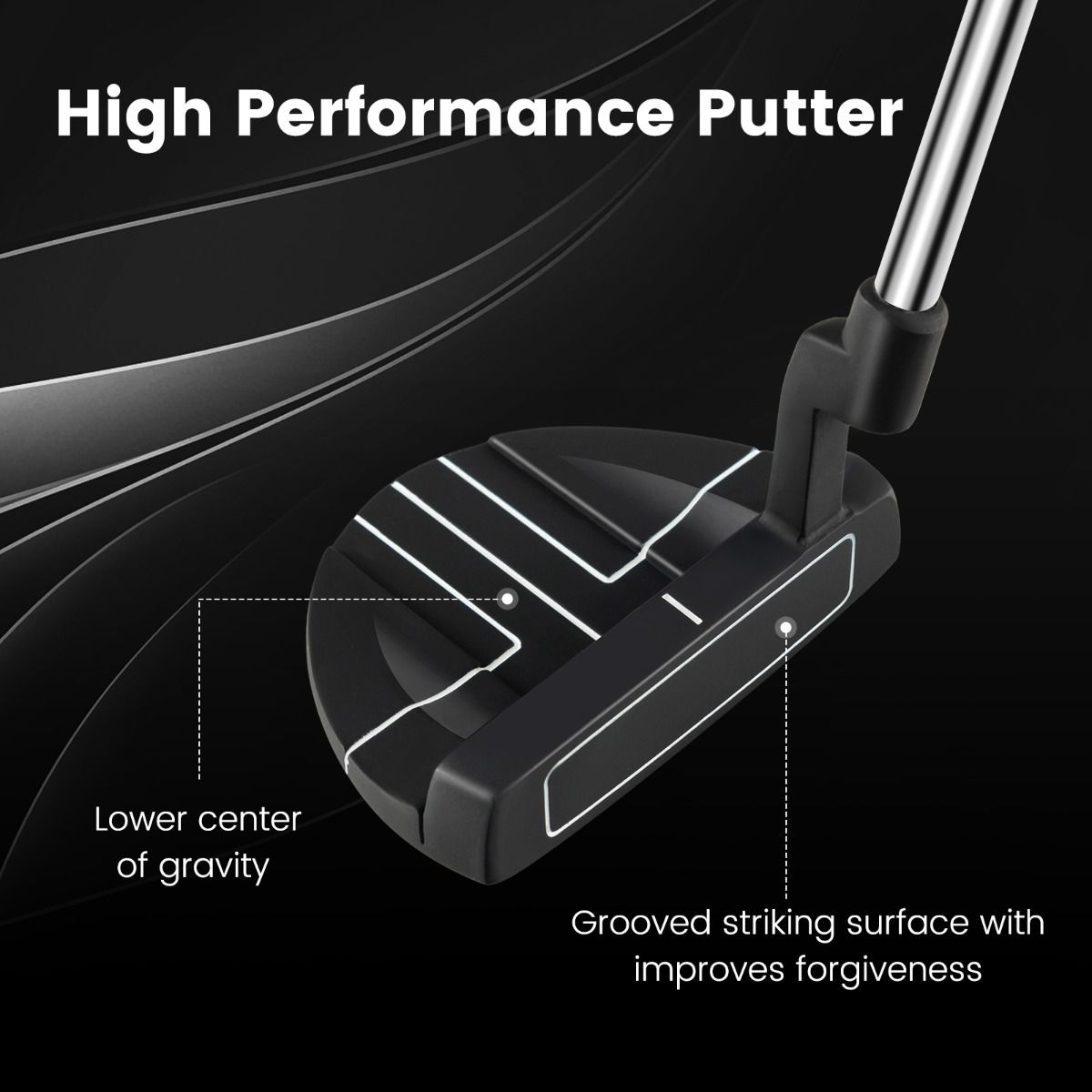 Coast Golfputter - malletkop - antislip handgreep - 89 cm - zwart