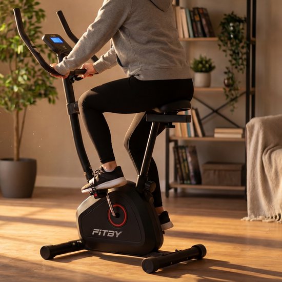 Fitby Hometrainer - Hometrainer Fiets - Hometrainers Fitness - 8 weerstandniveaus - Met hartslagfunctie - 100 KG - Zwart