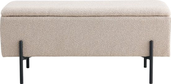 House Nordic Bankje Watford Bouclé met Opslag - Beige - 95x36,5x46cm