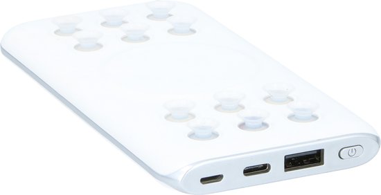 Grundig Draadloze Powerbank - 600mAh - met Zuignappen - Incl. Oplaadkabel - 2 USB Poorten - Wit