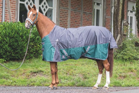 KANTRIE Buitendeken voor Paarden - TX 135 cm - Grijs/ Groen