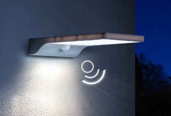 Hortensus Wandlamp Buiten - Zonne-energie - Bewegingssensor - 18 x 11 x 3 cm - Wit