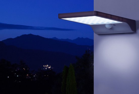 Hortensus Wandlamp Buiten - Zonne-energie - Bewegingssensor - 18 x 11 x 3 cm - Wit