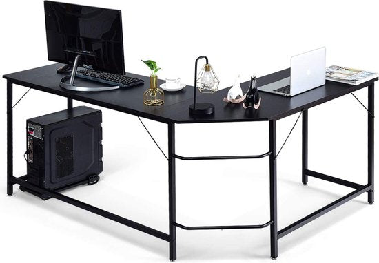 Coast l-vorm computertabel PC Hoekschrijftafel Hoekbureau zwart/natuur 168 x 125 x 74 cm zwart