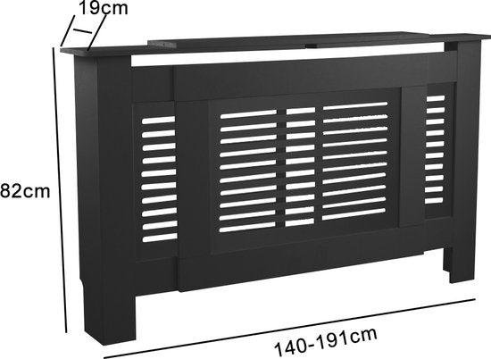 Radiator Ombouw - Verwarming Omkasting - Breed Variabel - 140 tot 190 cm - Zwart