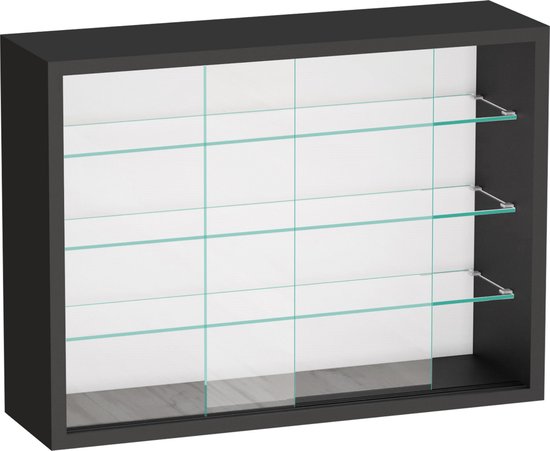 VVD Vitrinekastje staande hangende wandvitrine - schuifdeuren - 50 x 40 x 13 cm