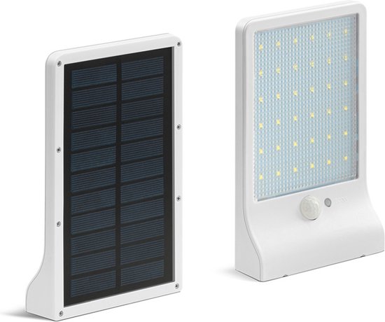Hortensus Wandlamp Buiten - Zonne-energie - Bewegingssensor - 18 x 11 x 3 cm - Wit