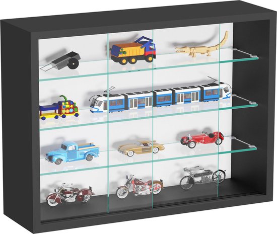 VVD Vitrinekastje staande hangende wandvitrine - schuifdeuren - 50 x 40 x 13 cm