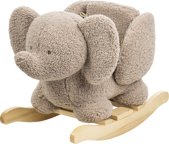 Nattou Teddy Olifant Hobbelpaard – Schommeldier met Zacht Zitje 59 x 45 cm – Taupe