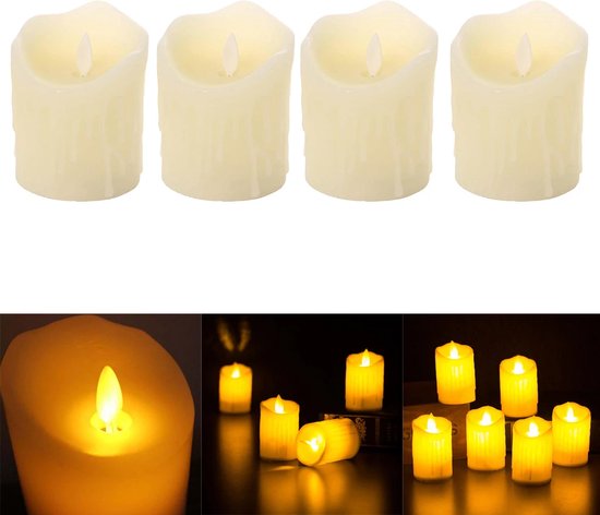 LED Kaarsen 5 x 7 cm - Set van 4 - met Timer - Wit