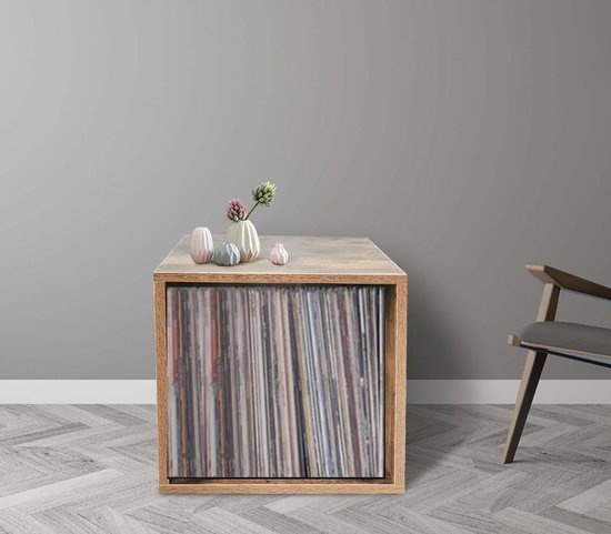 LP vinyl opbergkast kubus - platen lp vinyl opbergkast rek - bruin walnoot