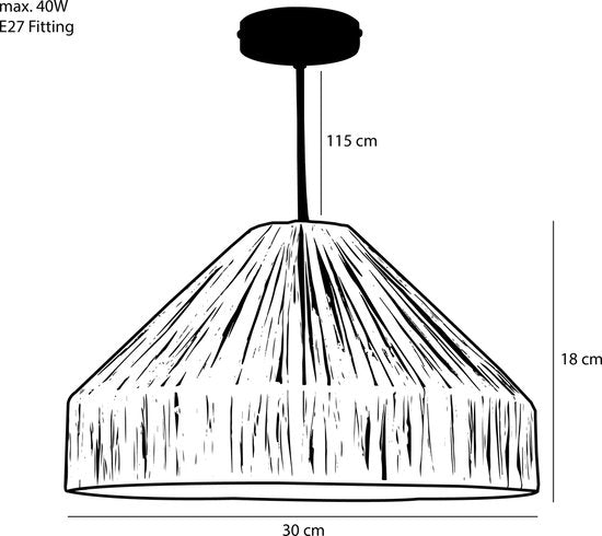 Mica Decorations Elisa Hanglamp - H18 x Ø30 cm - Raffia - Lichtbruin
