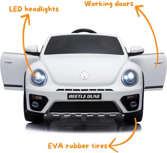 Coast 12V kinderauto met 2,4 g afstandsbediening met muziek en LED -lichten wit 115 x 67 x 57 cm wit