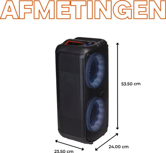 Denver - Bluetooth Speaker Party Box - Disco Verlichting - Incl. afstandsbediening - Microfoonaansluiting - BPS354 - Zwart