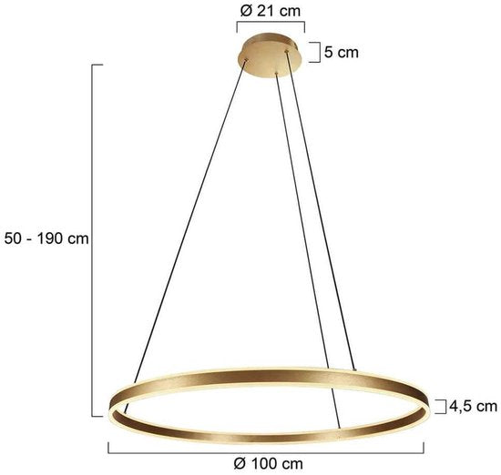 Steinhauer - hanglamp - Ringlux - goud - metaal - Ø 100cm - LED - 3676GO