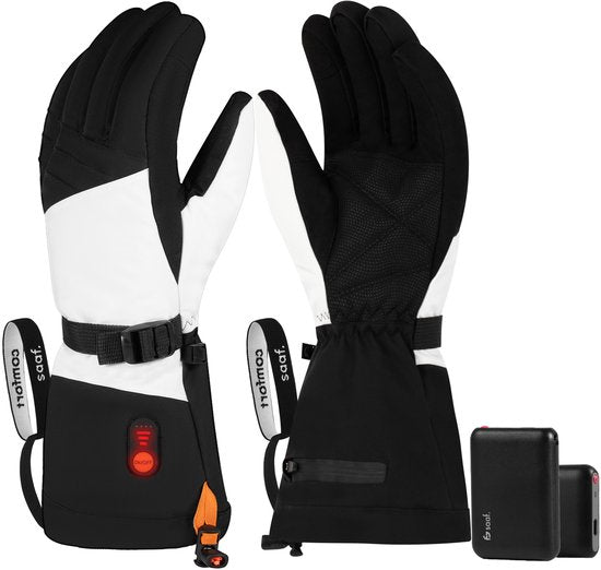 Saaf Verwarmde Handschoenen Wit - 3 Warmtestanden - 68°C - Inclusief 2x 2700mAh Powerbanks - Maat S