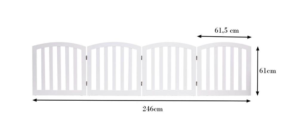 Coast – Hondenomheining & Traphekje – 245x61 cm – Wit MDF – 4-delig & Opvouwbaar – Vrijstaand met 2 Steunpoten & 360° Scharnieren – Flexibele Veiligheid