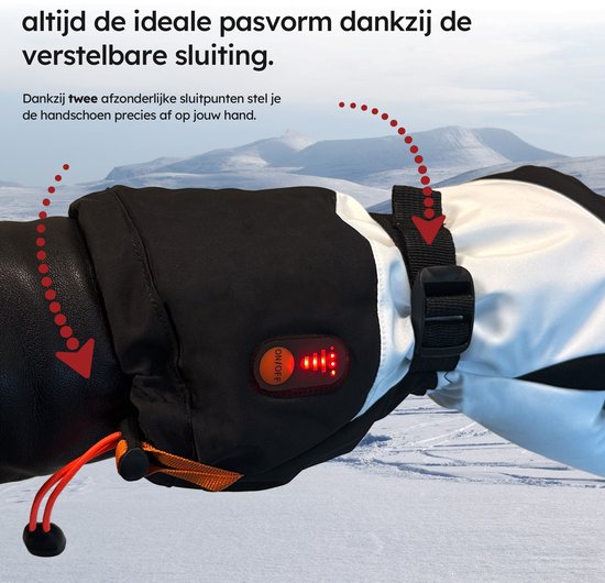 Saaf Verwarmde Handschoenen Wit - 3 Warmtestanden - 68°C - Inclusief 2x 2700mAh Powerbanks - Maat S
