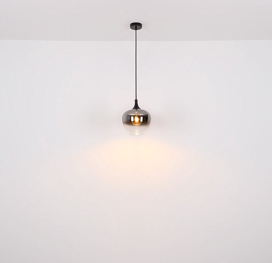 Globo Hanglamp Maxy – Zwart – Smoke Glas – Ø29 cm – E27 Fitting – Verstelbaar & Dimbaar Productbeschrijving