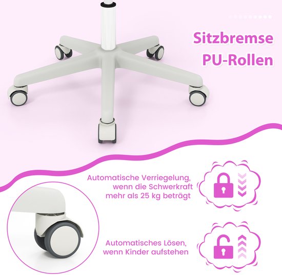 Coast Kinderbureaustoel – Ergonomische Draaistoel met Armleuningen en Zitremwielen – Zithoogte 43-55 cm