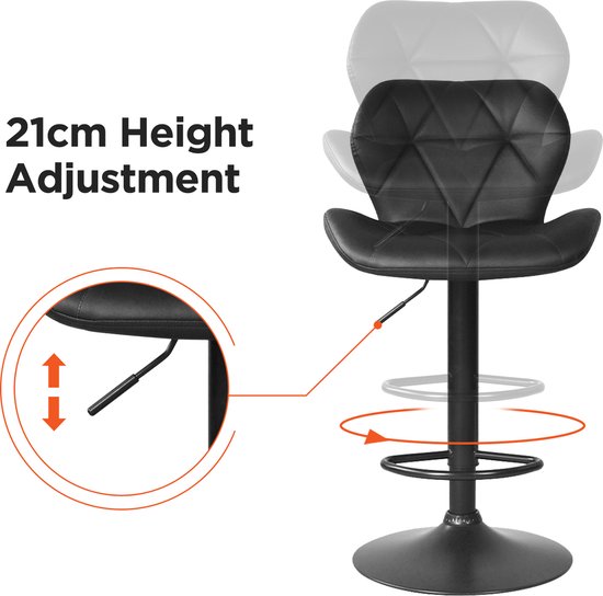 VDD Set van 2 zwarte barstoelen - 48x120 cm