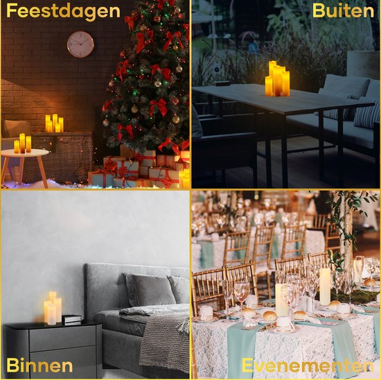 Happy Goods® - 9 delige Led kaarsen set - ECHTE WAX - 2 afstandsbedieningen – bewegende vlam