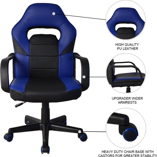 VDD Gamestoel Thomas junior - zwart blauw