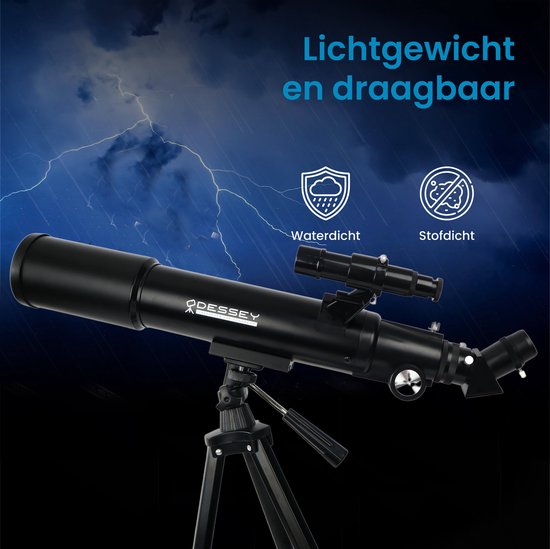 Odessey Black Hole Edition Telescoop – 250x Zoom – Refractor Sterrenkijker voor Kinderen en Volwassenen