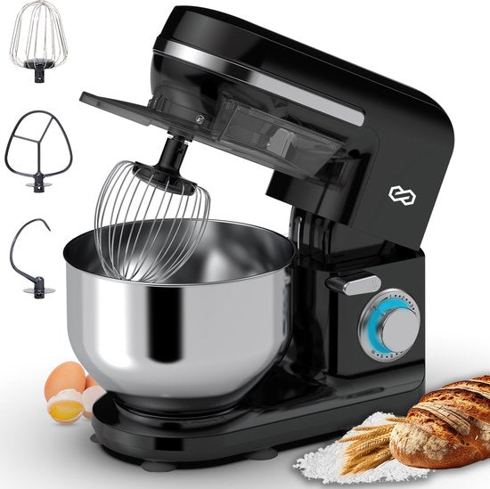 Infinity Goods Keukenmachine - Keukenmixer - 5L RVS Mengkom - Keukenrobot - Foodprocessor - Incl. Accessoires - 1000W - Zwart