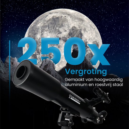 Odessey Black Hole Edition Telescoop – 250x Zoom – Refractor Sterrenkijker voor Kinderen en Volwassenen