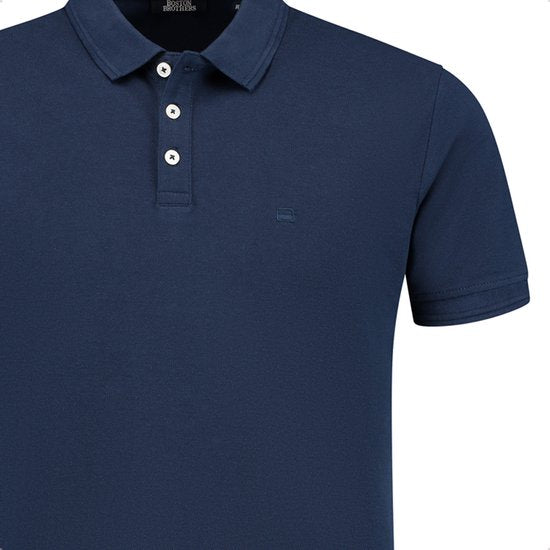 Boston Brothers Gebreid Poloshirt - Blauw - Maat L