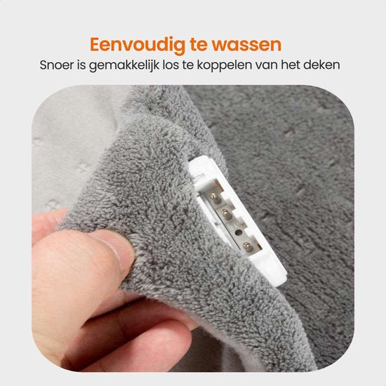Goliving - Elektrische deken met mouwen - Fleece - Knuffeldeken groot - Wasbaar - met 9 standen en timer - 195x125cm - Grijs