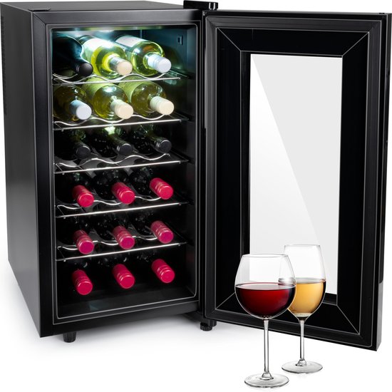Alpina Wijnklimaatkast - 240V - Tot 22°C - Max. 18 Flessen - 49 x 34.5 x 66cm - Zwart