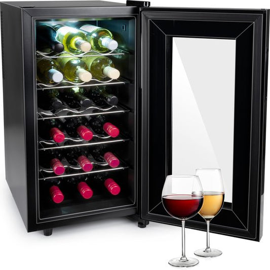 Alpina Wijnklimaatkast - 240V - Tot 22°C - Max. 18 Flessen - 49 x 34.5 x 66cm - Zwart