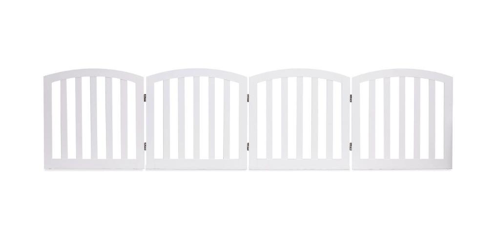Coast – Hondenomheining & Traphekje – 245x61 cm – Wit MDF – 4-delig & Opvouwbaar – Vrijstaand met 2 Steunpoten & 360° Scharnieren – Flexibele Veiligheid