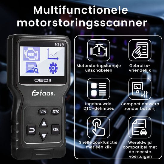 Faas OBD2 Scanner Zwart – EOBD + CAN Diagnosecomputer – Auto Uitlezen en Storingen Wissen