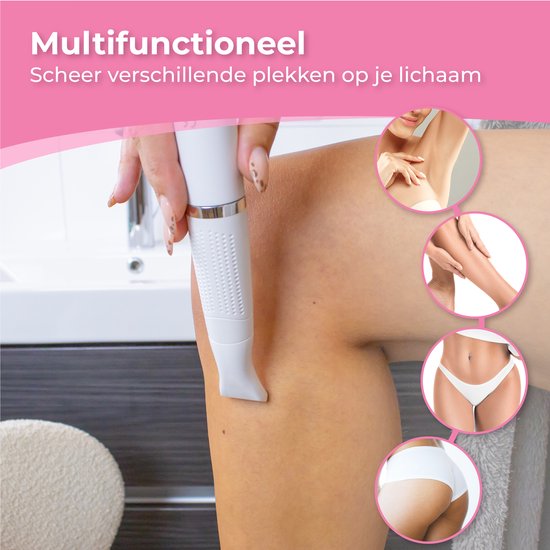 Nuvance - Ladyshave - Ladyshaves voor vrouwen - 4 Opzetstukken - met Wenkbrauw Trimmer - Bikinitrimmer - Scheerapparaat Vrouw - Lady Shave - Wit