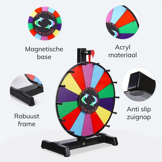 Jespro Rad van Fortuin XL Ø45cm - 14 Schrijfvakken Met marker & Wisser