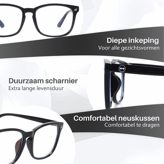 LC Eyewear Computerbril - Blauw Licht Bril Zonder Sterkte - Blue Light Glasses - Beeldschermbril - Design - Unisex - Zwart