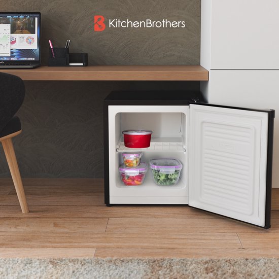 KitchenBrothers Mini Vriezer - 33L - Kleine Diepvrieskast - Vrijstaand - Compact - Zwart